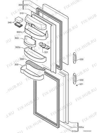 Взрыв-схема холодильника Electrolux ER7628B - Схема узла Door 003