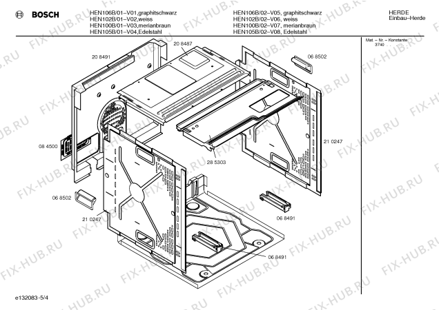 Взрыв-схема плиты (духовки) Bosch HEN100B - Схема узла 04