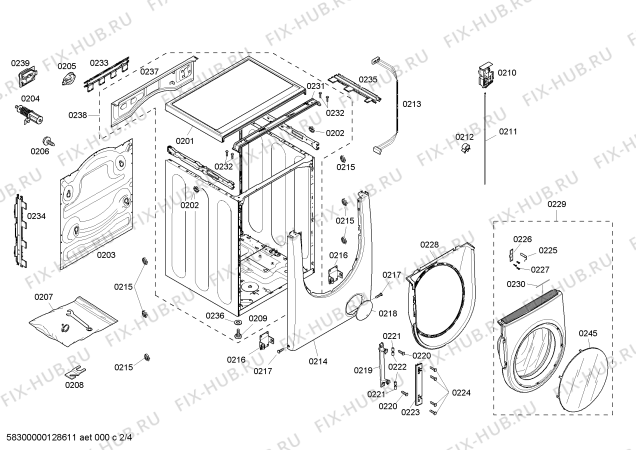 Взрыв-схема стиральной машины Bosch WBB24751ME, Logixx 10.5 kg New Dimension - Схема узла 02