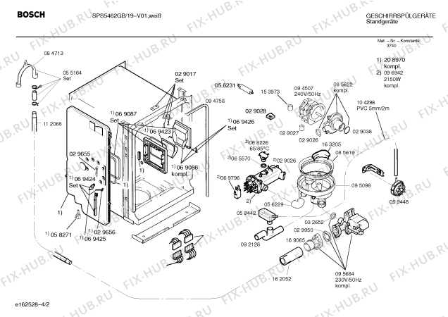 Схема №2 SPS5462 с изображением Вкладыш в панель для посудомойки Bosch 00350435