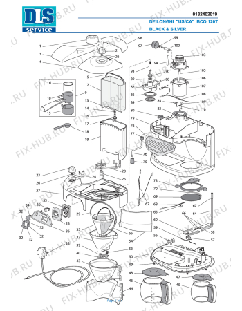 Схема №1 BCO 120T с изображением Обшивка для электрокофеварки DELONGHI 5932121400