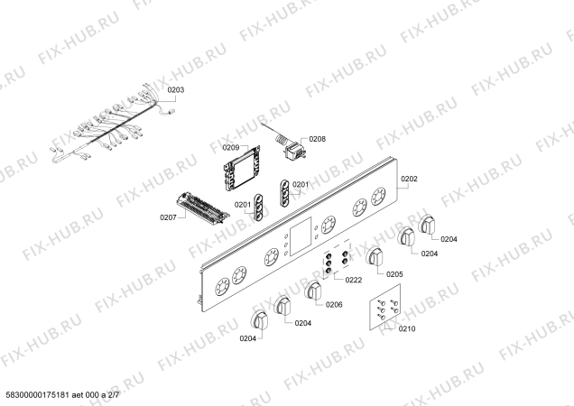 Схема №4 HGV74W255A с изображением Ручка переключателя для духового шкафа Bosch 00627040