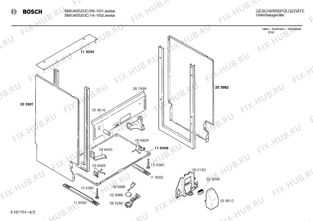 Схема №1 SMU4052UC с изображением Панель для посудомойки Bosch 00286599