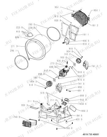 Взрыв-схема стиральной машины Whirlpool AZB 8470 - Схема узла