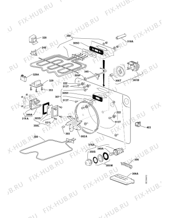 Взрыв-схема плиты (духовки) Aeg B8924-1-M - Схема узла Functional parts