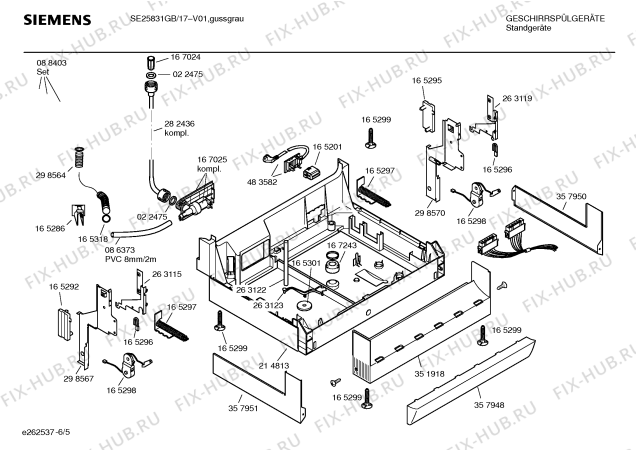 Взрыв-схема посудомоечной машины Siemens SE25831GB Avantgarde - Схема узла 05