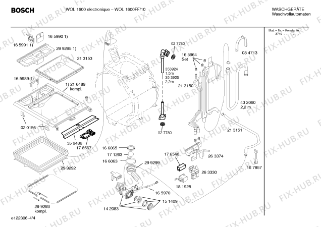 Схема №1 WOL1600FF WOL1600 elektronique с изображением Таблица программ для стиралки Bosch 00526651
