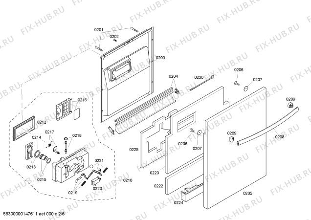 Взрыв-схема посудомоечной машины Bosch SHX45L15UC - Схема узла 02