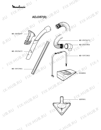 Взрыв-схема пылесоса Moulinex ADJ357(0) - Схема узла QP002270.6P2