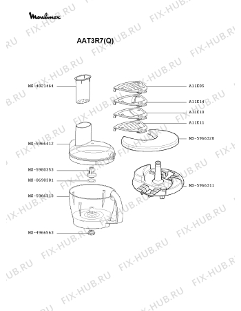 Взрыв-схема кухонного комбайна Moulinex AAT3R7(Q) - Схема узла ZP000453.5P2