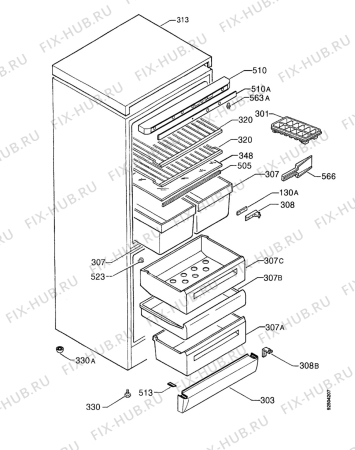 Взрыв-схема холодильника Zanussi ZFK20/8DAC - Схема узла Tub