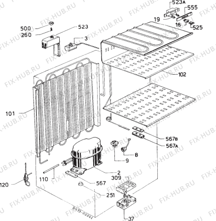 Взрыв-схема холодильника Zanussi Z912VH - Схема узла Refrigerator cooling system