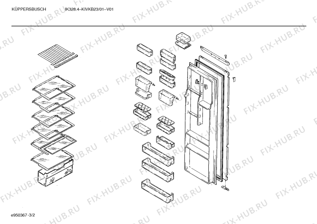 Схема №1 KIVKB24 IK328 с изображением Поднос для холодильника Bosch 00116601