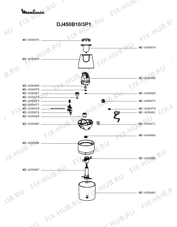 Схема №1 DJ450B10/3P1 с изображением Перекрытие для блендера (миксера) Moulinex MS-650486