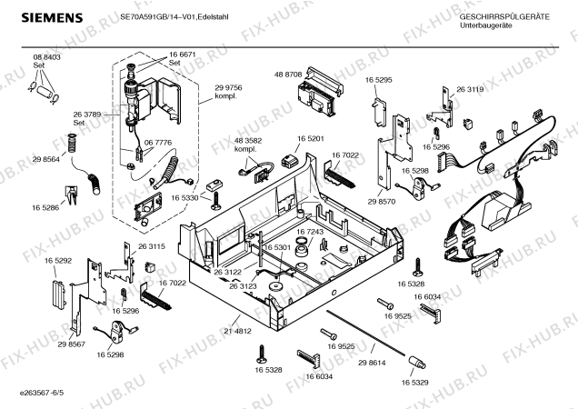 Взрыв-схема посудомоечной машины Siemens SE70A591GB - Схема узла 05