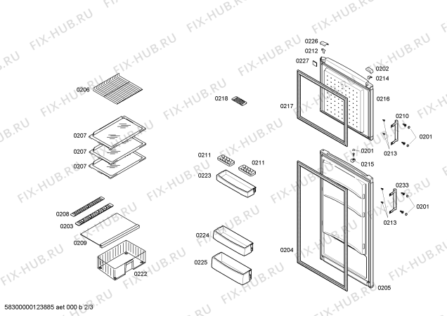 Схема №1 KDV29X60 с изображением Дверь для холодильника Bosch 00245725