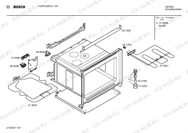 Схема №2 HUN132B Bosch с изображением Инструкция по эксплуатации для духового шкафа Bosch 00588300