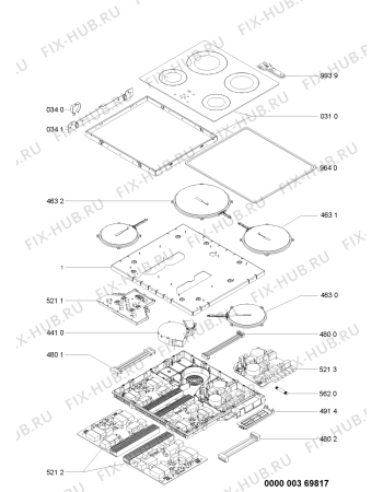 Схема №1 ETII 6640/IN с изображением Поверхность для электропечи Whirlpool 481244039864