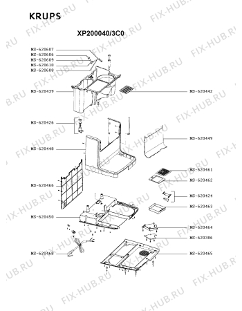 Взрыв-схема кофеварки (кофемашины) Krups XP200040/3C0 - Схема узла KP002943.2P2