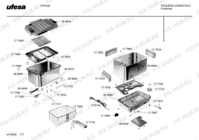 Схема №1 FR1634 с изображением Нижняя часть корпуса для тостера (фритюрницы) Bosch 00269092