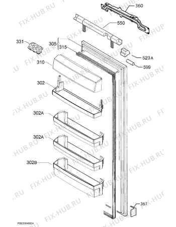 Взрыв-схема холодильника Aeg SFE81021AF - Схема узла Door 003