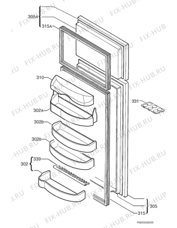 Взрыв-схема холодильника Faure FRI285W/2 - Схема узла Door 003