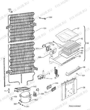 Взрыв-схема холодильника Zanussi ZRB934FWD2 - Схема узла Cooling system 017