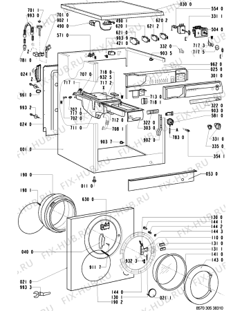 Схема №1 AWM 305/3 с изображением Вноска для стиральной машины Whirlpool 481945919614