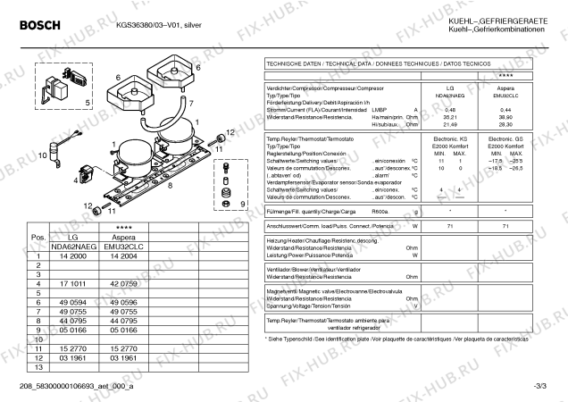 Взрыв-схема холодильника Bosch KGS36380 - Схема узла 03