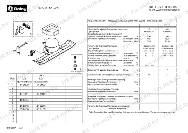 Взрыв-схема холодильника Balay 3KE4181A - Схема узла 03