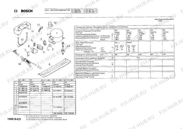 Взрыв-схема холодильника Bosch 0700364208 KG3680SWT - Схема узла 02