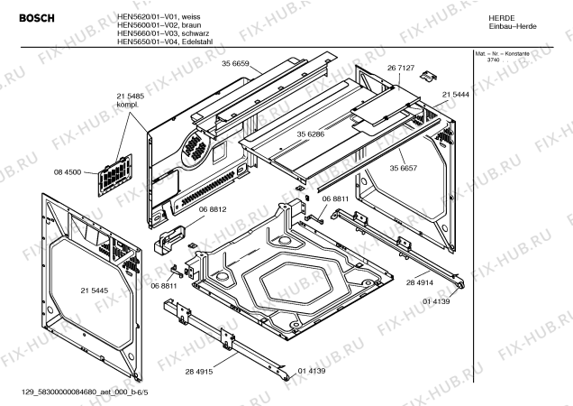 Взрыв-схема плиты (духовки) Bosch HEN5650 - Схема узла 05