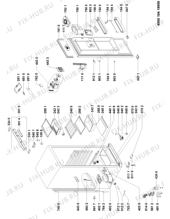 Схема №1 WM1854 A+X AQUA с изображением Элемент корпуса для холодильной камеры Whirlpool 481051043542