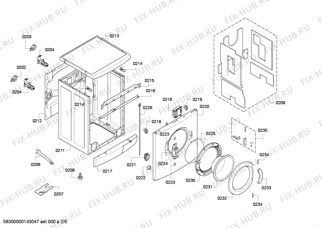 Взрыв-схема стиральной машины Bosch WAE24442CH Bosch Maxx 7 VarioPerfect - Схема узла 02