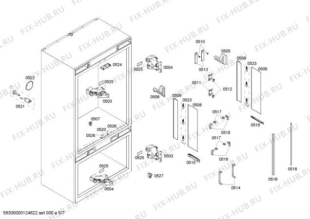 Схема №5 RY491700 с изображением Монтажный набор для холодильника Bosch 00663059