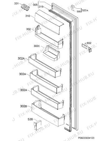 Взрыв-схема холодильника Electrolux ERN3313AOW - Схема узла Door 003
