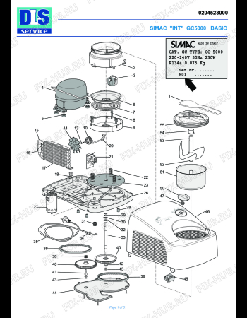 Схема №1 GC 5000 BASIC made in Italy S01 с изображением Кольцо для электромороженицы DELONGHI 5320410039