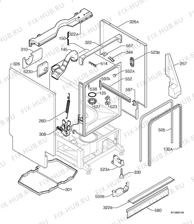 Схема №2 FAV42300 с изображением Панель для посудомойки Aeg 1525405005