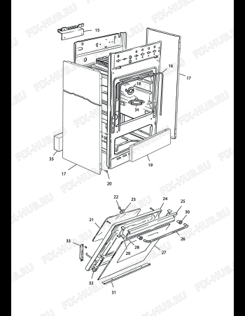 Взрыв-схема плиты (духовки) DELONGHI PGC 554S GB - Схема узла 2