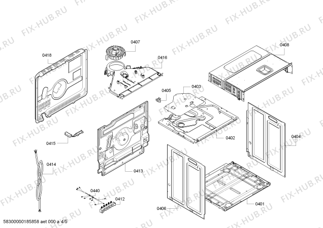 Взрыв-схема плиты (духовки) Bosch HBA43S150E H.BO.NP.L2D.IN.GLASS.B1c.X.E0_C/// - Схема узла 04