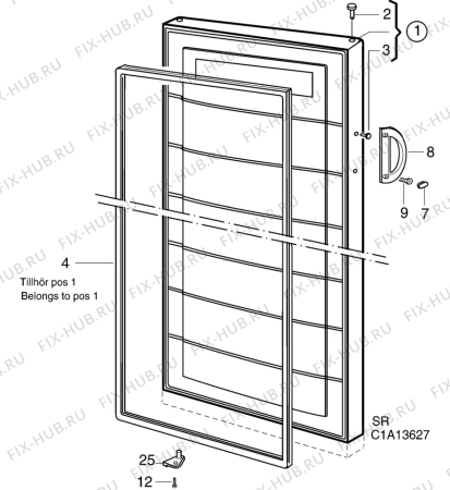 Взрыв-схема холодильника Privileg P4660 - Схема узла C10 Door