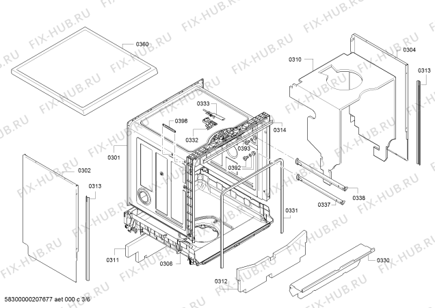 Взрыв-схема посудомоечной машины Bosch SMS25EI01E SilencePlus - Схема узла 03