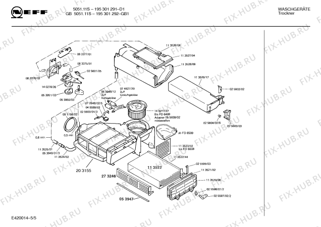 Взрыв-схема стиральной машины Neff 195301292 GB5051.11S - Схема узла 05