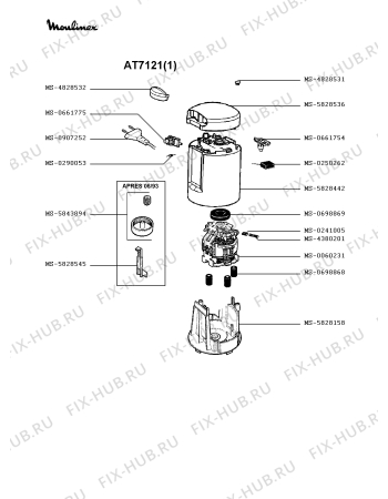 Взрыв-схема блендера (миксера) Moulinex AT7121(1) - Схема узла OP001341.6P2