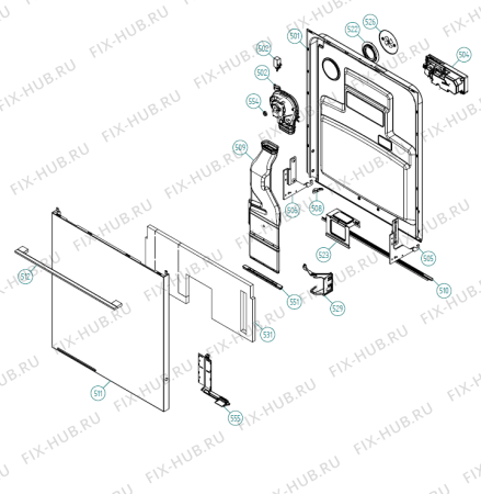 Взрыв-схема посудомоечной машины Atag VW6055RT XL NL   -VW6055RTUU-A01 (341708, DW70.3) - Схема узла 09