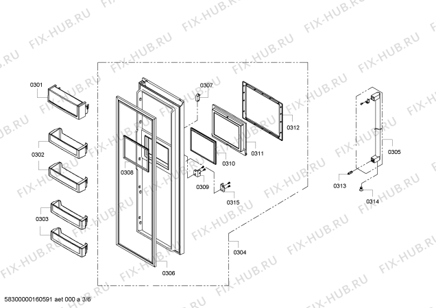 Схема №2 KAN58A45G Side by side с изображением Соединительный кабель для холодильника Bosch 00499359