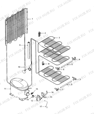 Взрыв-схема холодильника Zanussi DV35 - Схема узла Cooling system 017