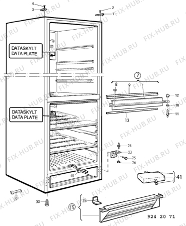 Взрыв-схема холодильника Elektro Helios KF300-2 - Схема узла C10 Cabinet