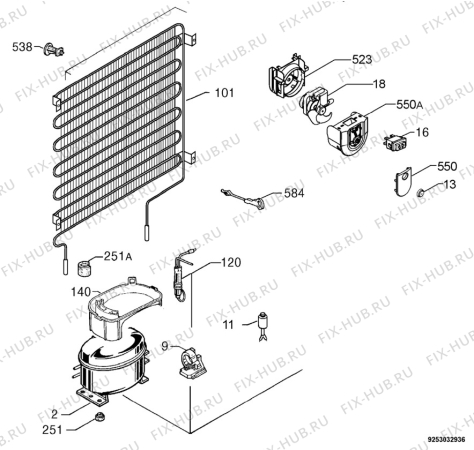 Взрыв-схема холодильника Arthurmartinelux ARA28304X - Схема узла Cooling system 017