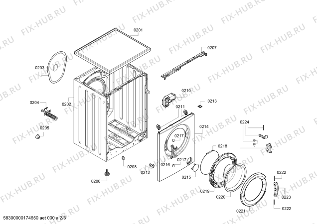 Взрыв-схема стиральной машины Bosch WAB16261ME Maxx 6 - Схема узла 02